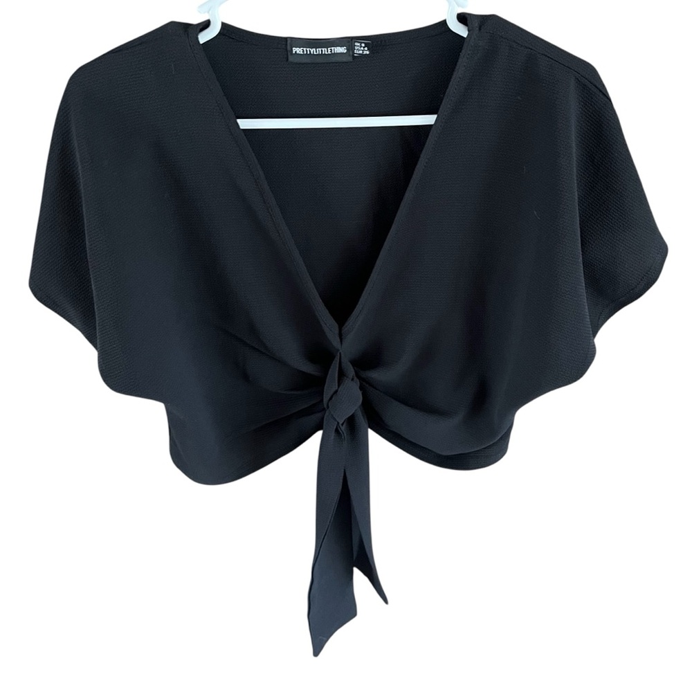 Hostess Pick 💥 Black Dolman Sleeve Crop Blouse with Tie Front - Picture 4 of 11